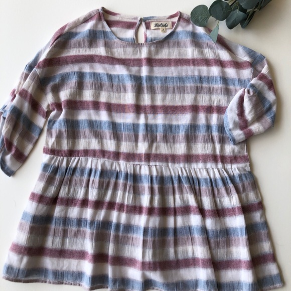 Vici Tops - Listicle Striped Babydoll Top